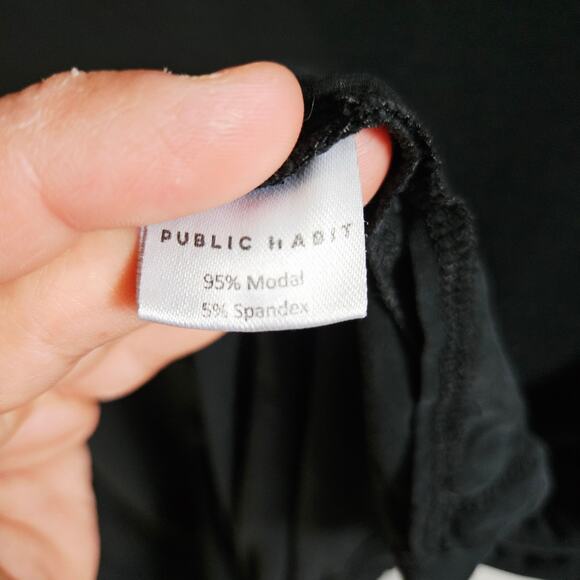 Public Habit Women's Size XL Basic Tee Shirt V-Neck Solid Black Closet Staple - Picture 6 of 6